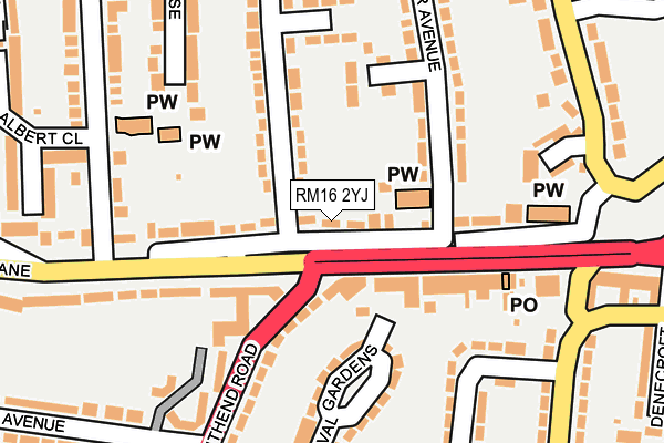 RM16 2YJ map - OS OpenMap – Local (Ordnance Survey)