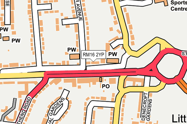 RM16 2YP map - OS OpenMap – Local (Ordnance Survey)