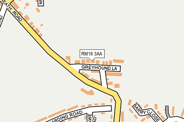 RM16 3AA map - OS OpenMap – Local (Ordnance Survey)