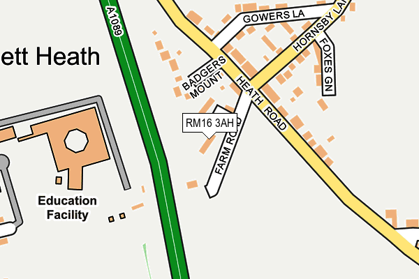 RM16 3AH map - OS OpenMap – Local (Ordnance Survey)