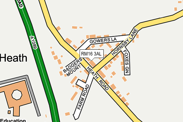 RM16 3AL map - OS OpenMap – Local (Ordnance Survey)