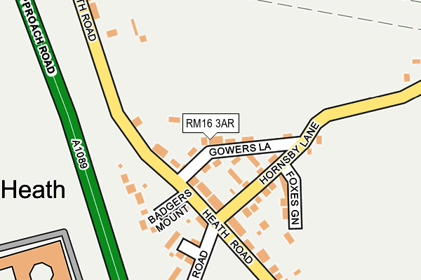 RM16 3AR map - OS OpenMap – Local (Ordnance Survey)