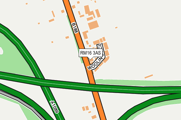 RM16 3AS map - OS OpenMap – Local (Ordnance Survey)