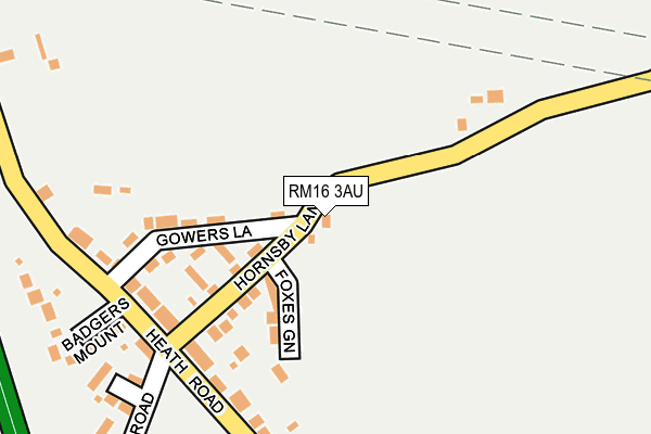 RM16 3AU map - OS OpenMap – Local (Ordnance Survey)