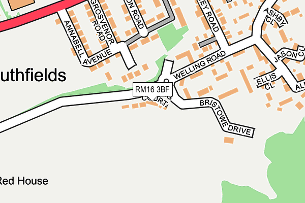 RM16 3BF map - OS OpenMap – Local (Ordnance Survey)