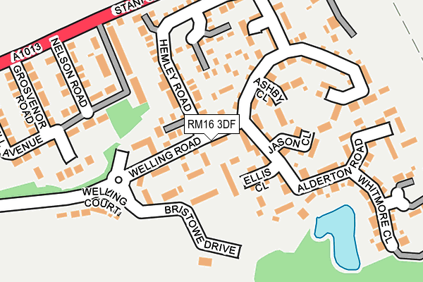 RM16 3DF map - OS OpenMap – Local (Ordnance Survey)