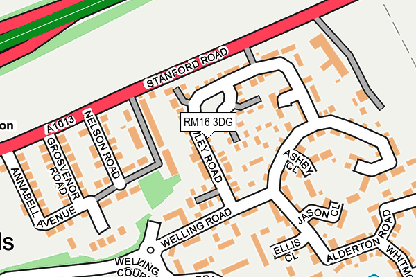 RM16 3DG map - OS OpenMap – Local (Ordnance Survey)