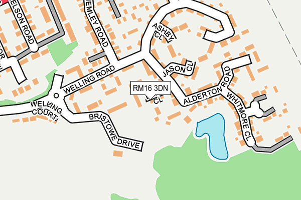 RM16 3DN map - OS OpenMap – Local (Ordnance Survey)