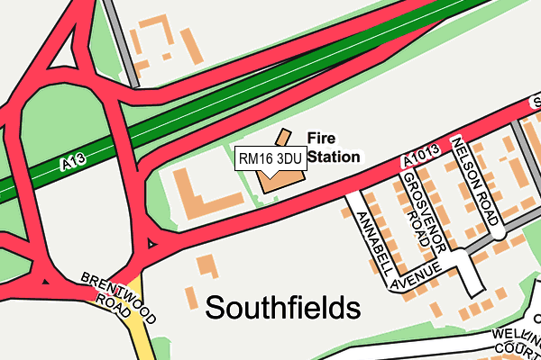 RM16 3DU map - OS OpenMap – Local (Ordnance Survey)