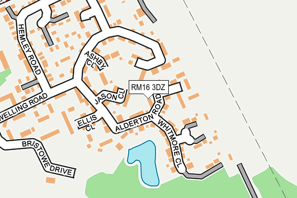 RM16 3DZ map - OS OpenMap – Local (Ordnance Survey)