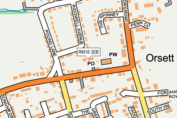 RM16 3EB map - OS OpenMap – Local (Ordnance Survey)