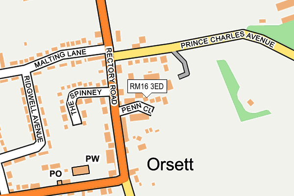 RM16 3ED map - OS OpenMap – Local (Ordnance Survey)