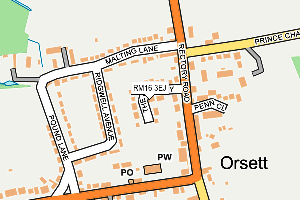 RM16 3EJ map - OS OpenMap – Local (Ordnance Survey)