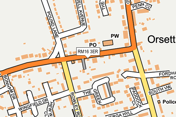 RM16 3ER map - OS OpenMap – Local (Ordnance Survey)