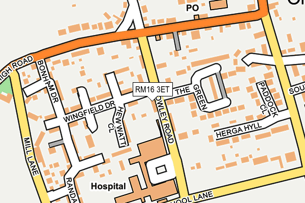 RM16 3ET map - OS OpenMap – Local (Ordnance Survey)