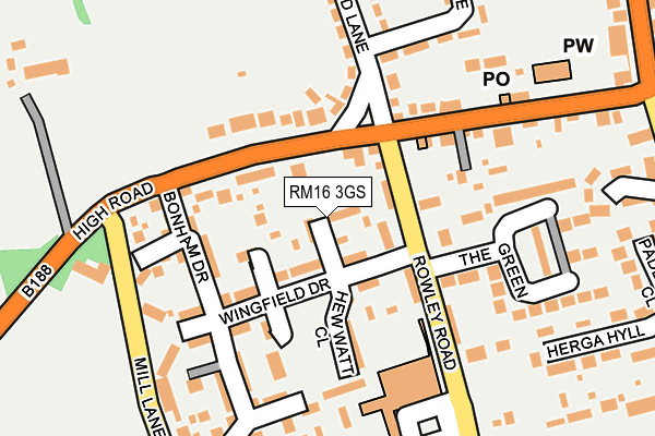 RM16 3GS map - OS OpenMap – Local (Ordnance Survey)