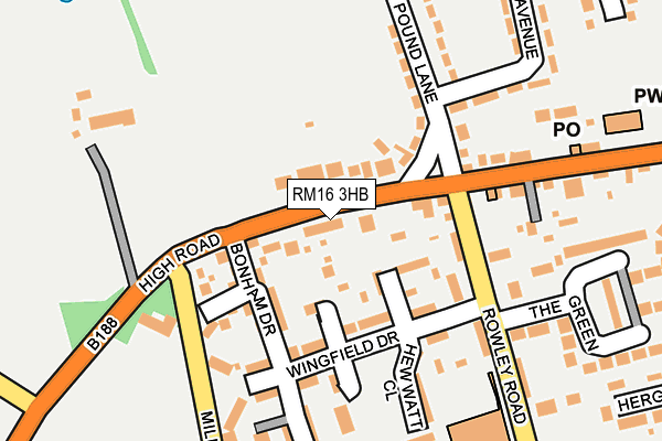 RM16 3HB map - OS OpenMap – Local (Ordnance Survey)