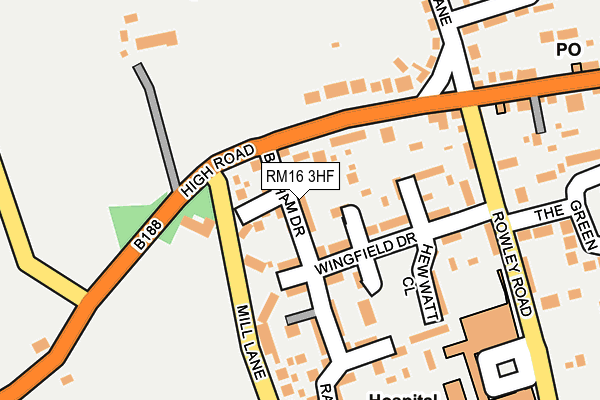 RM16 3HF map - OS OpenMap – Local (Ordnance Survey)