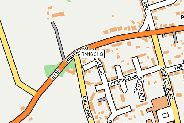 RM16 3HG map - OS OpenMap – Local (Ordnance Survey)