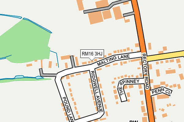 RM16 3HJ map - OS OpenMap – Local (Ordnance Survey)