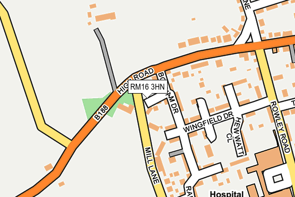 RM16 3HN map - OS OpenMap – Local (Ordnance Survey)