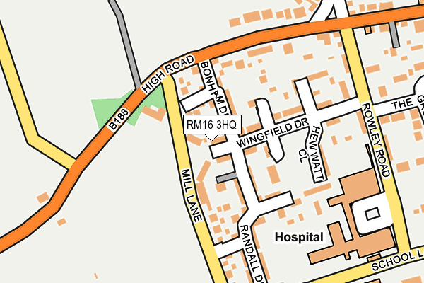 RM16 3HQ map - OS OpenMap – Local (Ordnance Survey)