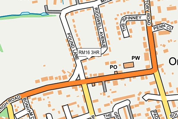 RM16 3HR map - OS OpenMap – Local (Ordnance Survey)