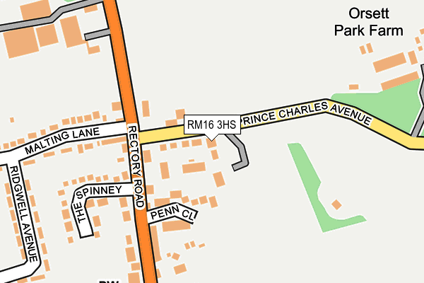 RM16 3HS map - OS OpenMap – Local (Ordnance Survey)