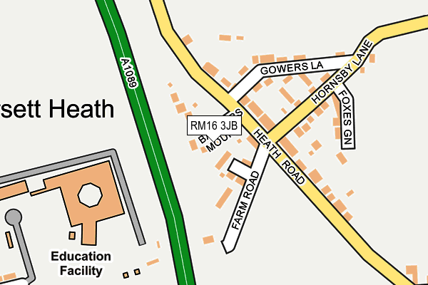 RM16 3JB map - OS OpenMap – Local (Ordnance Survey)