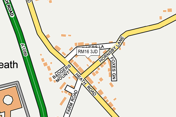 RM16 3JD map - OS OpenMap – Local (Ordnance Survey)