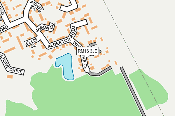 RM16 3JE map - OS OpenMap – Local (Ordnance Survey)
