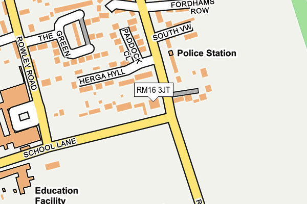 RM16 3JT map - OS OpenMap – Local (Ordnance Survey)