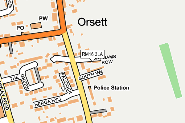 RM16 3LA map - OS OpenMap – Local (Ordnance Survey)