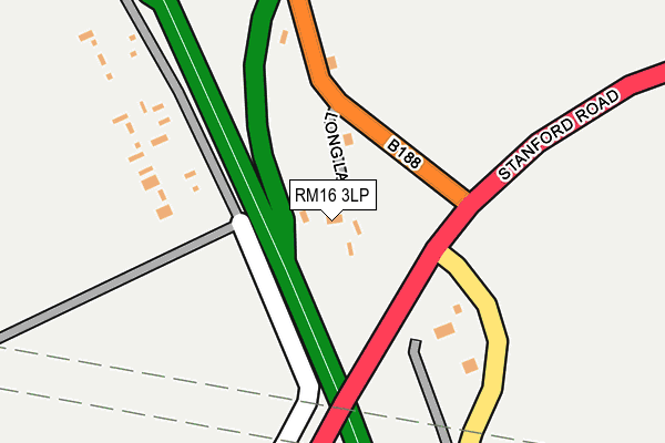 RM16 3LP map - OS OpenMap – Local (Ordnance Survey)