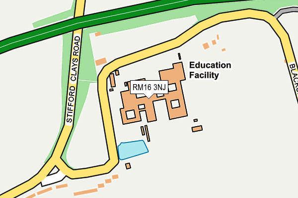 RM16 3NJ map - OS OpenMap – Local (Ordnance Survey)