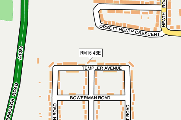 RM16 4BE map - OS OpenMap – Local (Ordnance Survey)