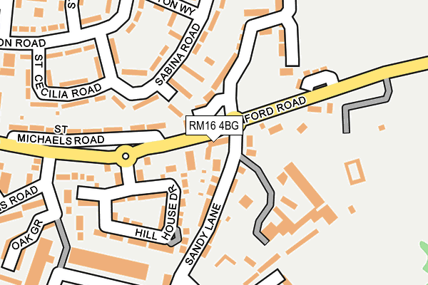 RM16 4BG map - OS OpenMap – Local (Ordnance Survey)