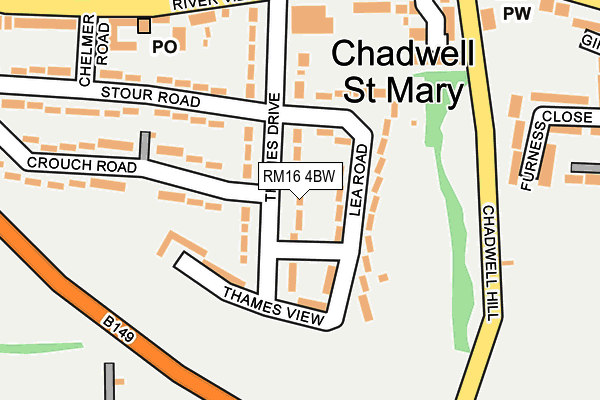 RM16 4BW map - OS OpenMap – Local (Ordnance Survey)