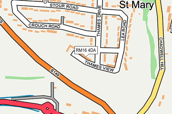 RM16 4DA map - OS OpenMap – Local (Ordnance Survey)