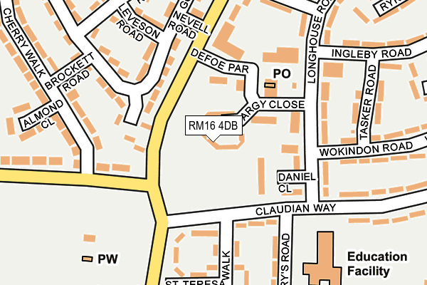 RM16 4DB map - OS OpenMap – Local (Ordnance Survey)