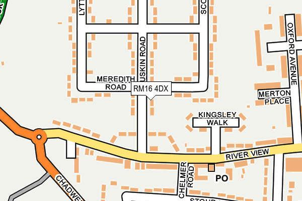 RM16 4DX map - OS OpenMap – Local (Ordnance Survey)