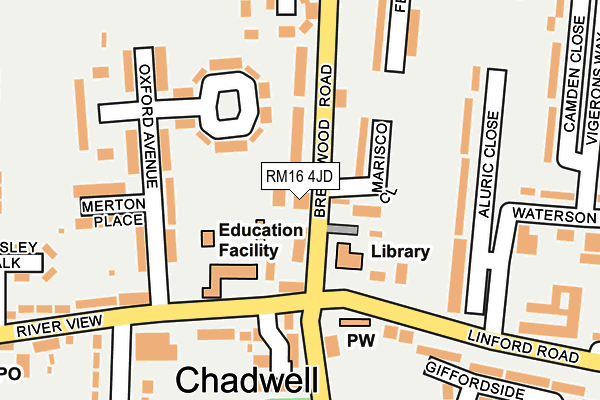 RM16 4JD map - OS OpenMap – Local (Ordnance Survey)