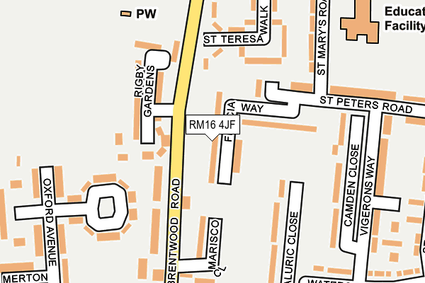 RM16 4JF map - OS OpenMap – Local (Ordnance Survey)