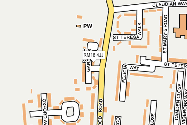 RM16 4JJ map - OS OpenMap – Local (Ordnance Survey)
