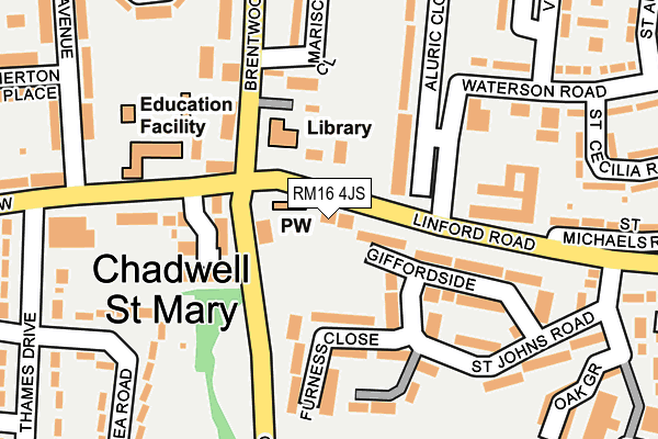 RM16 4JS map - OS OpenMap – Local (Ordnance Survey)