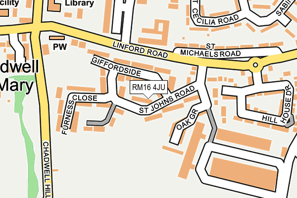 RM16 4JU map - OS OpenMap – Local (Ordnance Survey)