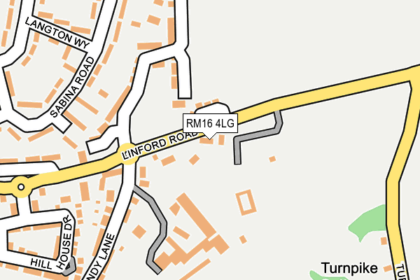 RM16 4LG map - OS OpenMap – Local (Ordnance Survey)