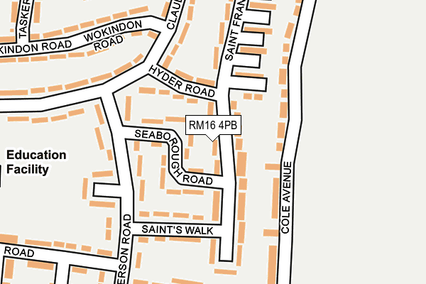 RM16 4PB map - OS OpenMap – Local (Ordnance Survey)