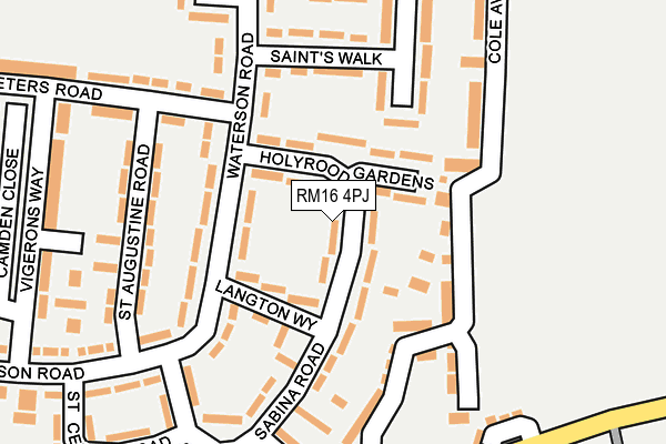 RM16 4PJ map - OS OpenMap – Local (Ordnance Survey)