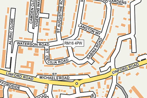 RM16 4PW map - OS OpenMap – Local (Ordnance Survey)